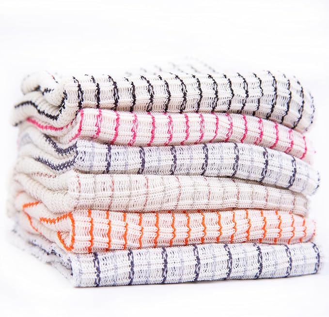 World's Best Kitchen Dish Cloths - Set of 6 Assorted Dishcloths for Washing Dishes - Absorbent Poly Cotton Waffle Weave Dish Rags, Made in USA
