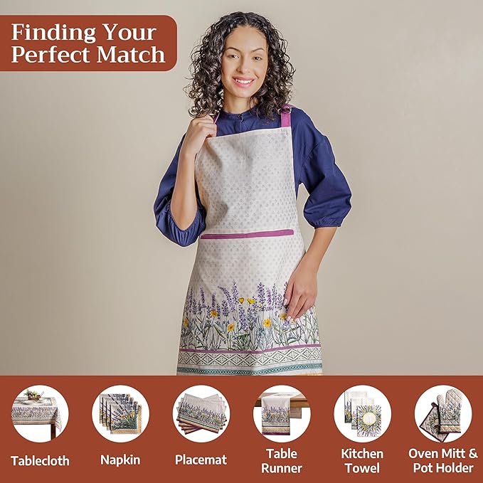 Maison d' Hermine 100% Cotton Apron for women with Pocket Kitchen Chef Apron for Men Cooking Mothers Day Gifts