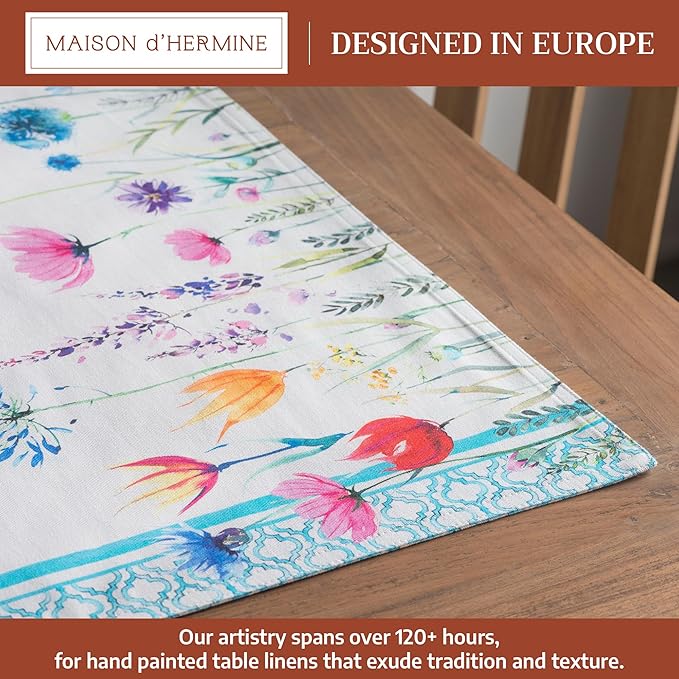 Maison d' Hermine Placemats Set of 4 100% Cotton Washable Cloth Place Mats Reusable Table Mats for Kitchen Dining Party Wedding Gifts for Mothers Day Spring/Summer(Flower in The Field, 13" x 19")