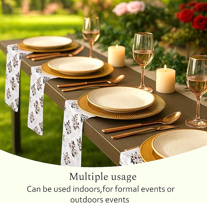 CPC Cloth Napkins Set of 4 Cotton Printed Dinner Hand Print Napkins I Wedding Cocktail Cloth Floral Napkins I 18x18 in I Fall Green