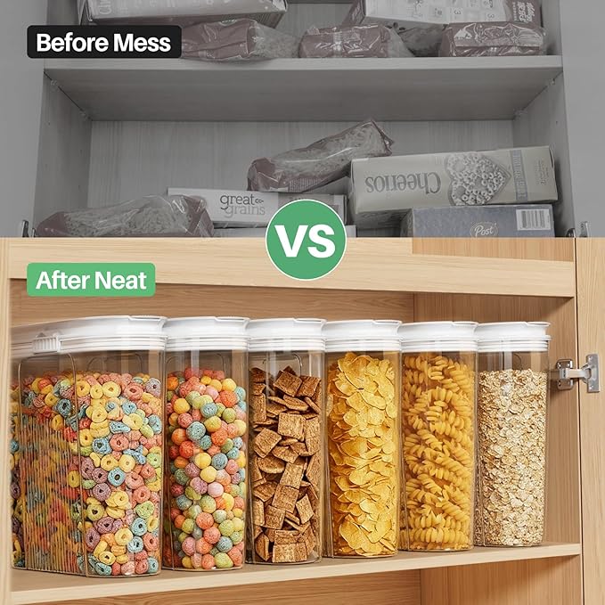 Cereal Containers Storage, 3 PCS PET Airtight Food Storage Containers With Lids (4L/135.2oz) For Kitchen Pantry Cabinet Organization, Plastic Clear BPA-Free Canister Set For Dry Food Flour Sugar Rice