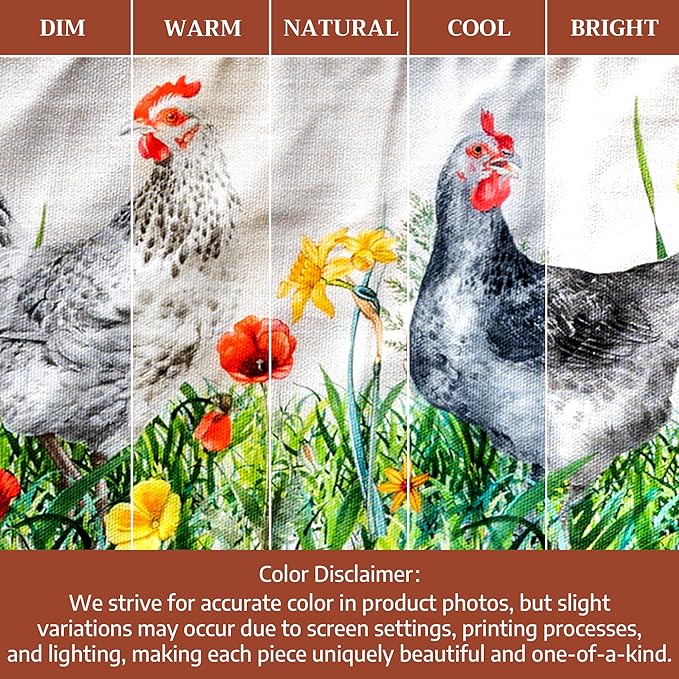 Maison d' Hermine Double Oven Mitts 100% Cotton 7"x35" Double Oven Mitt Heat Resistant BBQ Cooking Gloves with Loop Baking Grilling Gifts for Mothers Day Spring Summer (Basse Cour)