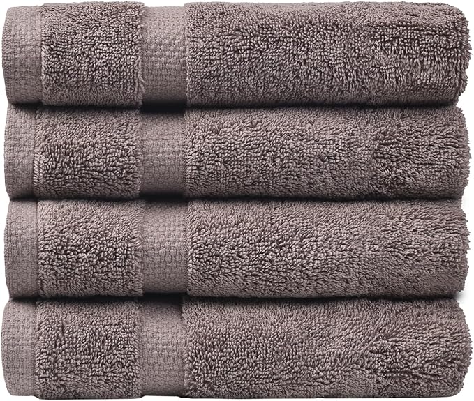 SOFE H&L | Olea Luxury Turkish Cotton Hand Towels Set of 4 Dark Gray | Premium, Soft, Durable, Absorbent | Hotel Quality Plush Towels and Thick Towel Sets