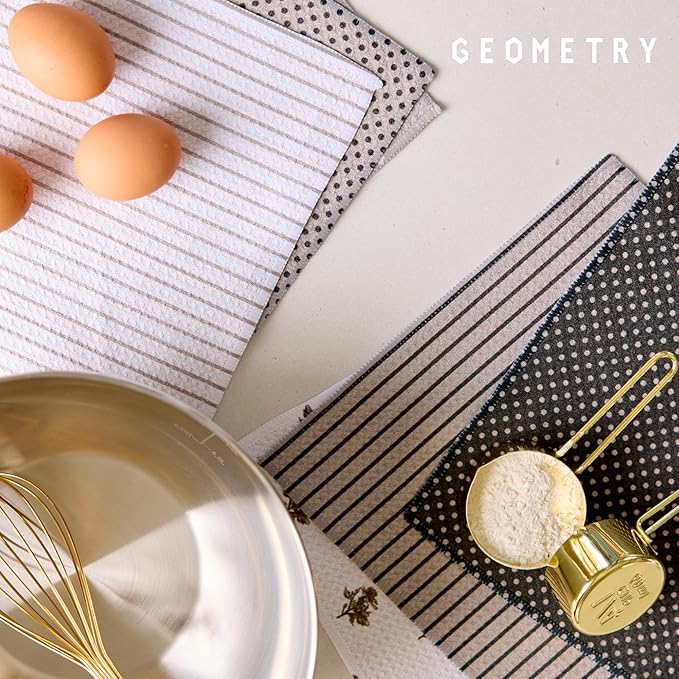 GEOMETRY Dishcloth – Evergreen Collection – Quick-Dry, Ultra-Absorbent, Reusable Microfiber Kitchen Towels for Drying & Cleaning - Willow Stone - 6 Pack