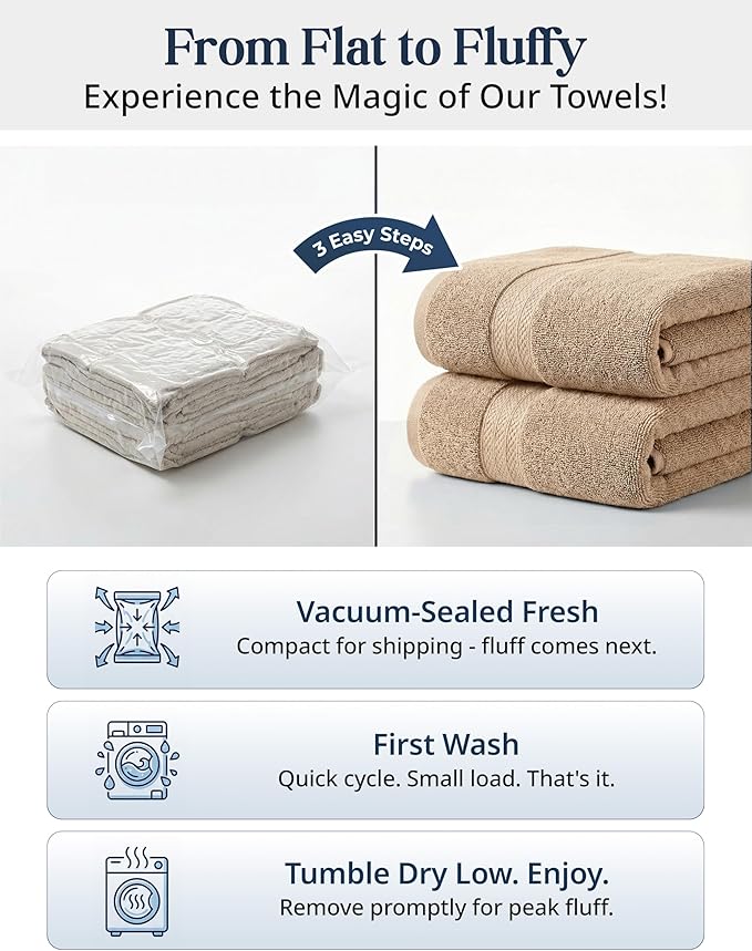 Lane Linen 100% Cotton Towel Set for Bathroom - 24 PCs - Durable, Soft, Quick Dry & Absorbent Towels - 2 Bath Sheet, 4 Fingertip, 8 Washcloths, 4 Bath & 6 Hand Towels for Bathroom - Family Set - Beige