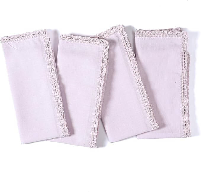 Ramanta Home Linen Flax Cloth Napkins Set of 24 Lavender, 18x18 Inch | Easter Premium Cotton Linen Flax Lace Soft & Durable | Washable Ideal for Spring Basket Décor, Wedding, Kitchen, Everyday Use