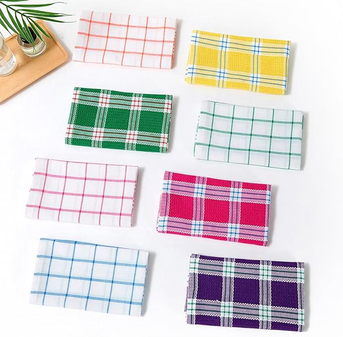 8 Pack Kitchen Dish Towels, 15x25 Inch Cotton Cleaning Dish Cloth for Washing Dishes - Absorbent Dish Rags Drying Large Cleaning Set of 8 Towels for Scrubbing Wipe Glass (15 Inch x 25 inch - 8 Pack)