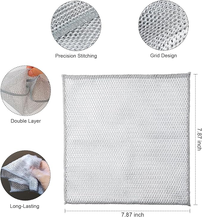 Multipurpose Non Scratch Wire Dishwashing Rags, Cleaning Cloths, 24 Pack