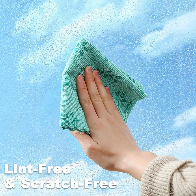 Microfiber Cleaning Cloth Roll,80 Pack Cleaning Towels,Lint Free Rags Paper Towels & Tear Away Reusable Towels,Washable Shop Rags Floral Wipe Cloth,Wash Cloths Dish Rags for Car Kitchen Window
