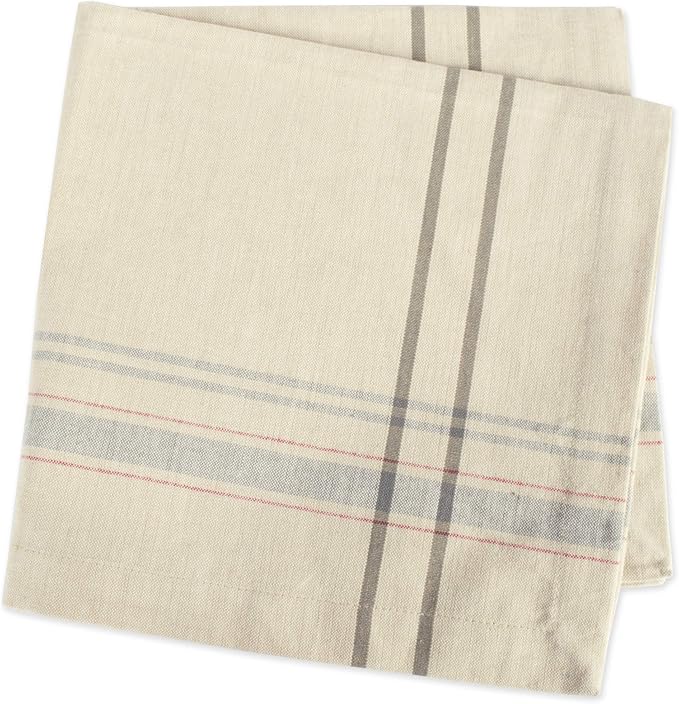 DII French Stripe Tabletop Collection Farmhouse Style Dining Table Linen Napkin Set, 20x20, Taupe/Gray, 6 Piece