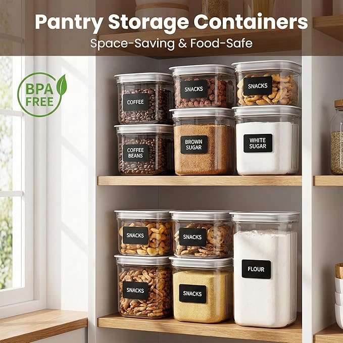 Airtight Food Storage Containers with Lids, 4 Pcs Set BPA Free Clear Kitchen Pantry Organization Canisters for Herbs, Coffee, Tea - Keeps Food Fresh & Dry (Transparent-4pcs set)