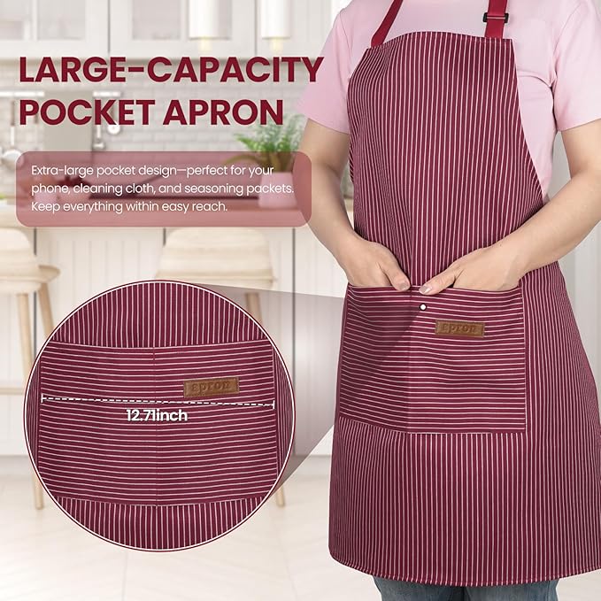 Serrenf 2 Pack Apron, Cooking Kitchen Aprons, Adjustable Bib Apron with 2 Pockets for Men Women Chef Apron