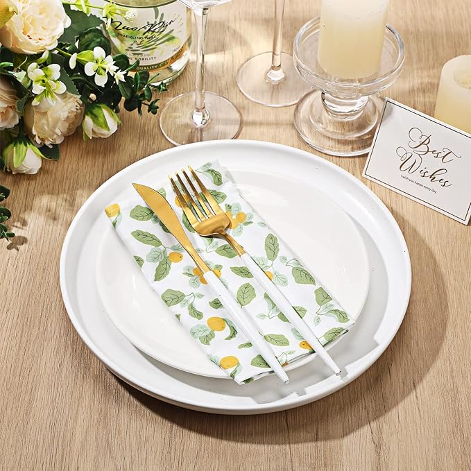 Tudomro 24 Pcs Cotton Cloth Napkins 15 x 15 Inch Floral Dinner Napkins Washable Home Decor for Spring Summer Family Dining Cocktail Parties Wedding Party Dish Plates,12 Styles