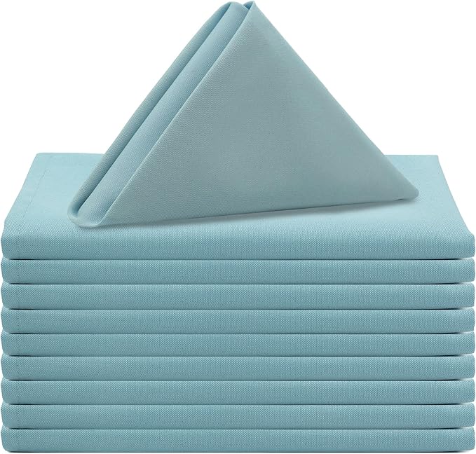 Your Chair Covers - 10 Pack 20 Inch Dusty Blue Cloth Polyester Napkins – Washable Dinner Fabric Napkins with Hemmed Edges for Weddings, Restaurants & Special Events