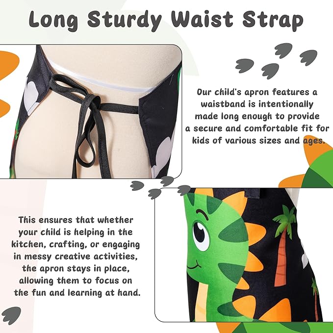 R HORSE 2Pcs Adults Kids Matching Apron Set, Dinosaur Theme Parent and Child Adjustable Kitchen Matching Apron, Funny Cooking Birthday Gift for Women Men Kid Cooking Baking Painting Gardening