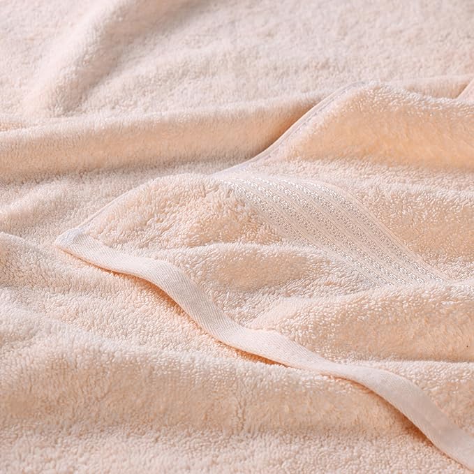 Superior Egyptian Cotton 2-Piece Bath Sheet Towel Set, Oversized Body Towels For Adults And Kids, Large Towel For Bath, Shower, Guest Bathroom, Spa, Gym, Resort, Essentials, Airbnb, Peach