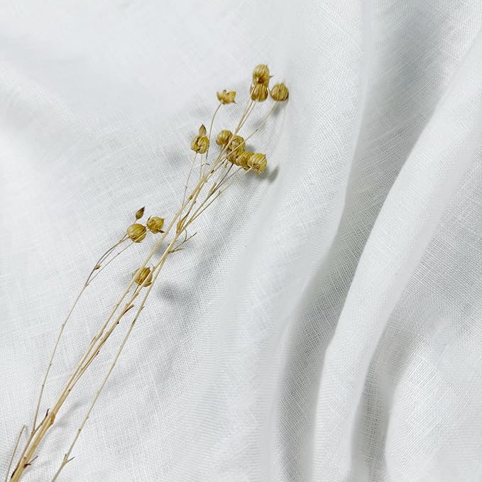 100% Pure Linen Kitchen Towel Set, Includes 2 Towels, 20" x 27", Handcrafted with Hanging Loop and Fringe Design (White)