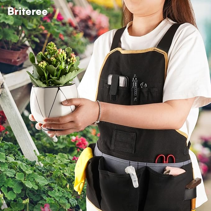 Work Tool Apron for Men and Women, Torso Length with 21 Tool Pockets, Durable Canvas Apron, DIY Enthusiasts, Gifts for Men Dad Father(Black)