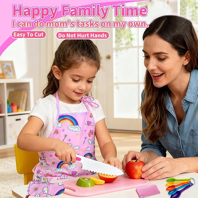 Kids Cooking and Baking Chef Set, Apron Chef Hat Accessories Complete Cooking Set, Dress Up Pretend Play Career Role Play Costume Toys Thanksgiving for Boys Girls