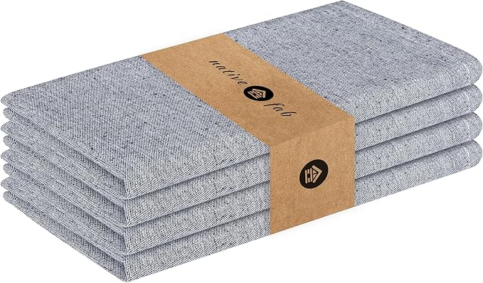 Native Fab Solid Cloth Napkin Set of 4, 100% Chambray Cotton, Washable, Reusable Dinner Cloth Napkin 17x17 inches, Table Decor Napkins for Dinner, Events, Navy Blue