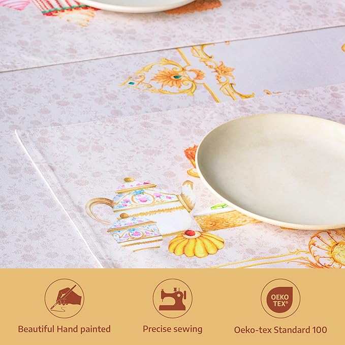 Maison d' Hermine Place Mats 100% Combed Cotton Premium (13 Inch x 19 Inch) Decorative Cloth Place Mat Washable Dinner Placemat, Dinner, Wedding & Dining, Pastries (Set of 4)