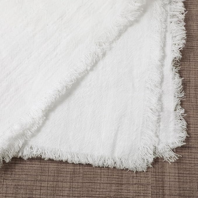 17 X 17 Inches White Placemats Set of 2 Table Mats Set of 2, Farmhouse Cotton Linen Place Mats Home Kitchen Decor Placemats Dining Table for Wedding, Anniversary, Daily Use Washable Easy Clean