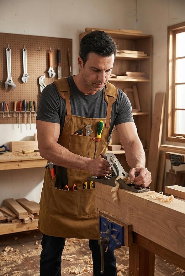 Nanxson Canvas Work Apron, Heavy Duty Carpenter Welding Apron with Wide Braces, Ideal for Gardening and Carpenters