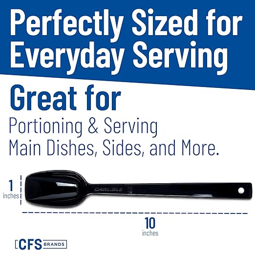 Carlisle FoodService Products Plastic Solid Spoon, 10 Inches, Black, (Pack of 12)