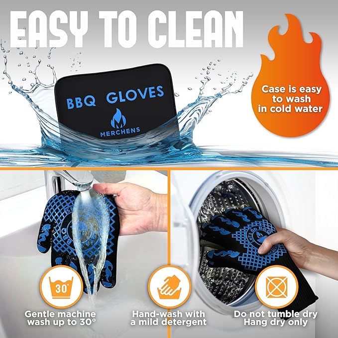 BBQ Grill & Oven Gloves 1472°F Heat Resistant – Fireproof, Non-Slip Silicone Mitts for Grilling, Smoking & Baking – Extra-Long Protection – Includes Storage Case & Luxury Gift Box | Pro Series