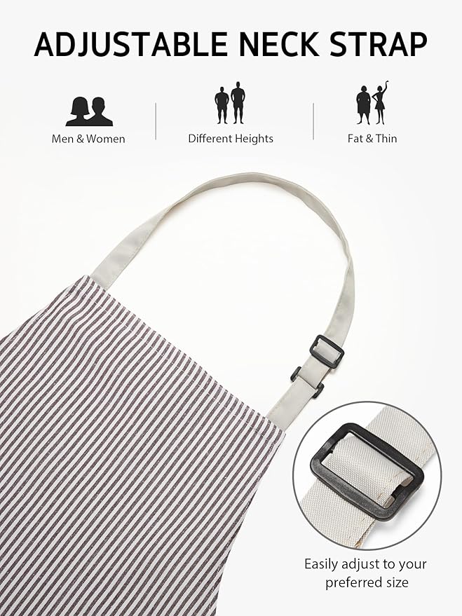 Syntus Apron for Men Women, Adjustable Cooking Kitchen Chef Aprons with 2 Pockets, Cotton/Polycotton/Polyester