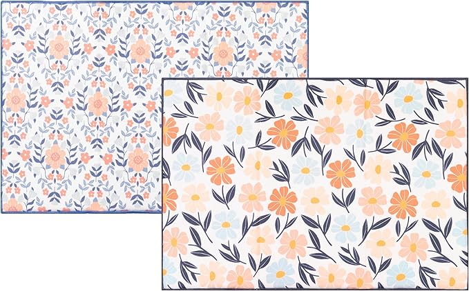 Ritz Wild Floral Dish Drying Mat, Super Absorbent & Quick-Drying, 100% Polyester, 14x21, 2-Pack