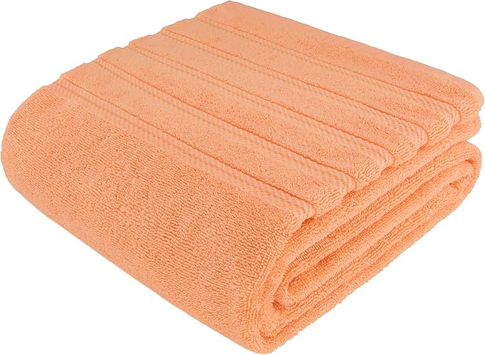 American Soft Linen 35x70 Jumbo Large Bath Towel, 600 GSM 100% Cotton Turkish Bath Sheet, Oversized Luxury Bath Towel for Bathroom Beach and Pool, Malibu Peach