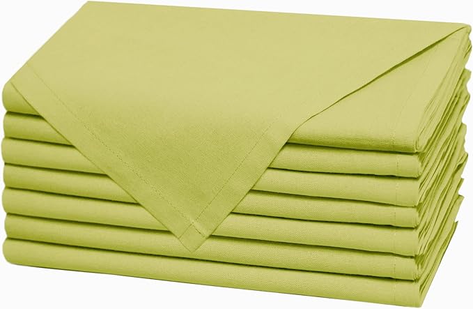COTTON CRAFT Easter Cloth Napkins - Set of 8 Soft 100% Cotton Napkins - Reusable Lunch Brunch Dinner Napkins - St Patricks Spring Summer Table Decor - Machine Washable - 17x17 inches - Soft Pistachio