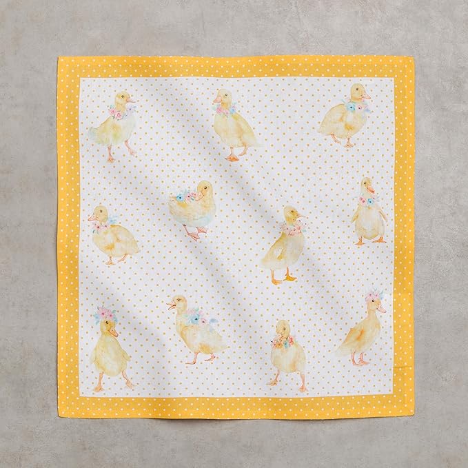 Maison d' Hermine Cloth Napkins Set of 4 100% Cotton Everyday Reusable Square Napkins Cloth Washable Dinner Wedding Restaurant Gifts for Mothers Day Spring/Summer (Ducklings in Spring, 18" x 18")