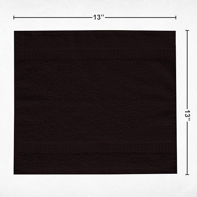 GOLD TEXTILES Luxury Wash Cloths Set of 12, Brown (13x13 Inches) 100% Ring Spun Cotton, Premium Feel with High Absorbancy Ideal Washcloths for Bathroom,Salon, Spa and Gym