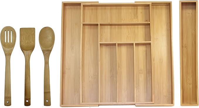 Oceanstar Bamboo Expandable Set Drawer Organizer, 18 in, Natural (KT1293)