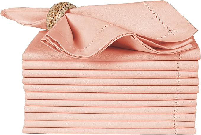 Cotton Cloth Napkins Set of 12, 18x18 Cotton Napkin Cloth Washable, Soft, Reusable Napkins for Wedding, Parties, Christmas, Thanksgiving, Everyday Use (Peach) - ALPHA Living HOME
