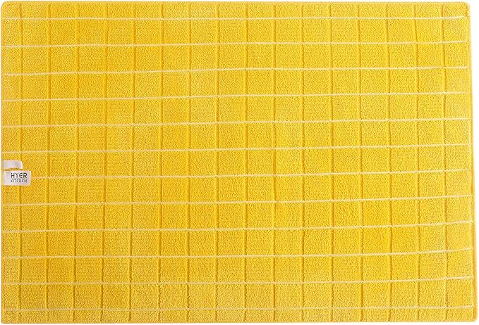 Microfiber Dish Towels - Soft, Super Absorbent and Lint Free Kitchen Towels - 8 Pack (Lattice Designed Yellow Colors) - 26 x 18 Inch (Yellow)