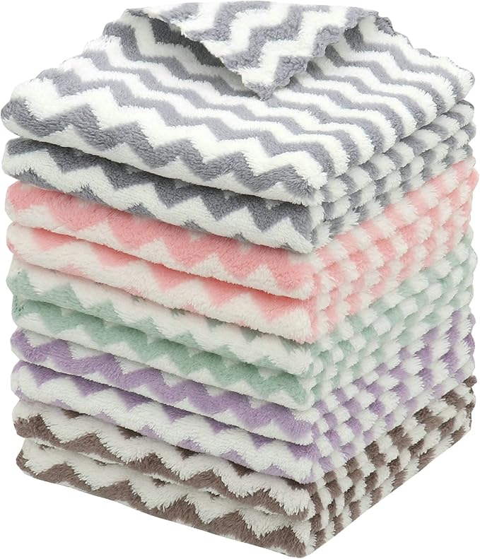 Microfiber Cleaning Cloth Lint Free Cleaning Rags, 10 Pack Fast Drying Dish Rags for Cleaning, Super Absorbent Kitchen Dish Cloths for Wash Dishes,12 in x 12 in, Mix Color