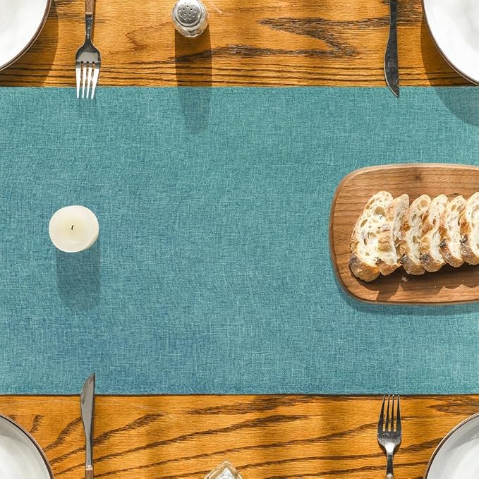 Artoid Mode Turquoise Aqua Table Runner, Seasonal Summer Washable Kitchen Dining Table Decoration for Home Party Decor 13x48 Inch