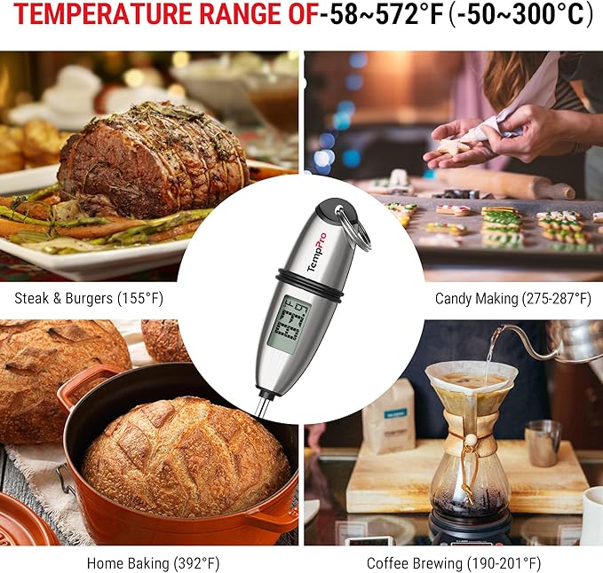 TempPro TP02S (2 Pack) Digital Food Thermometer for Cooking Bread Baking Sourdough Liquids, Meat Thermometer Digital with Super Long Probe for Kitchen BBQ Candy Making Accessory (Previously ThermoPro)