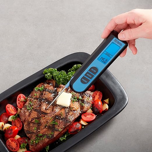 Taylor TruTemp Dual Instant Read Infrared Meat and Food Thermometer, Digital for Cooking, IPX5 Splash Proof Design, Plus Meat Probe for BBQ, Kitchen, Smoker, and Grilling, Blue