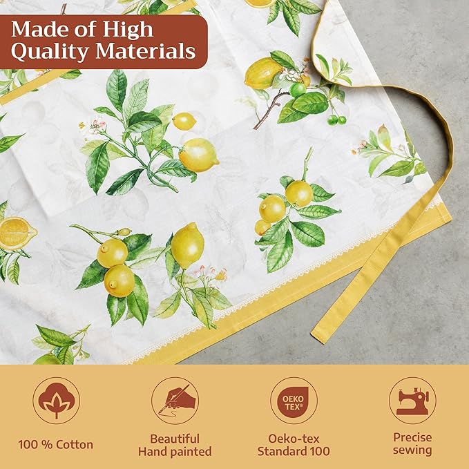 Maison d' Hermine 100% Cotton Apron for women with Pocket Kitchen Chef Apron for Men Cooking Mothers Day Gifts