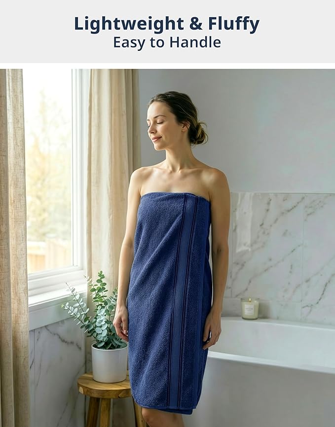 LANE LINEN 100% Mercerized Cotton Bath Towel Set of 18 – Zero Twist Shower Towels, 6 Bath, 6 Hand Towel & 6 Washcloths, Quick-Dry, Luxuriously Soft & Durable, Perfect for Everyday use – Navy