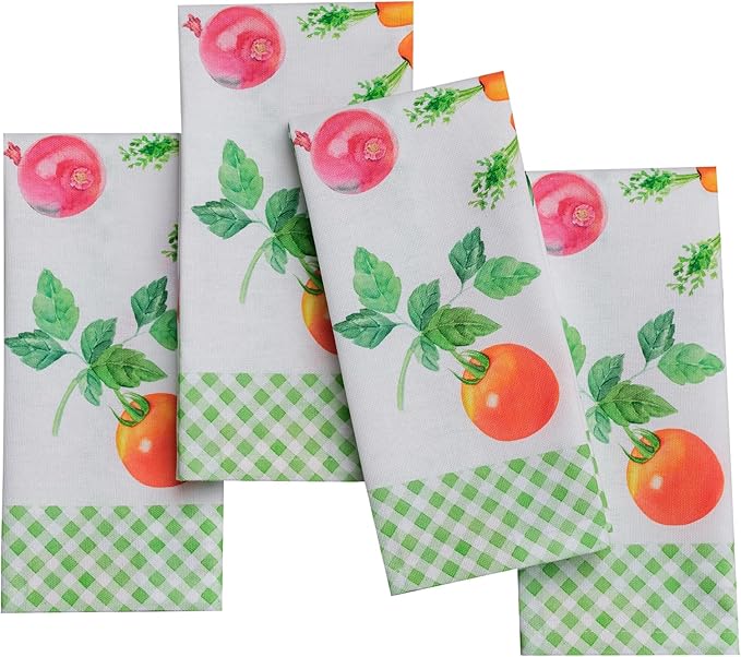 Maison d' Hermine Cloth Napkins Set of 4 100% Cotton Everyday Reusable Square Napkins Cloth Washable Dinner Party Wedding Restaurant Gifts for Mothers Day Spring/Summer(Farmers Garden, 18" x 18")