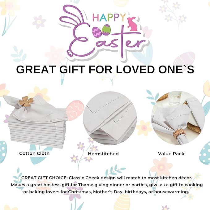 Bedding Craft Cotton Dinner Cloth Napkins Set of 12 – 18x18 Apricot Gelato Moonstruck Hemstitched – Machine Washable Fabric Napkins for Weddings, Baby Showers, Thanksgiving & Gifting