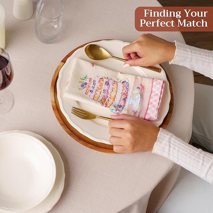 Maison d' Hermine Cloth Napkins Set of 4 100% Cotton Everyday Reusable Square Napkins Cloth Washable Dinner Wedding Restaurant Gifts for Mothers Day Spring/Summer (Icing on the Cake, 18" x 18")