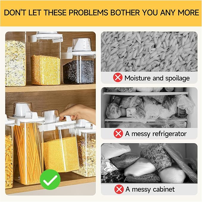 Rice Storage Dispenser And Cereal Container -Airtight Food Storage Organizers BPA-free Plastic Kitchen Pantry Storage Containers food-grade PET material Suitable for rice, grains