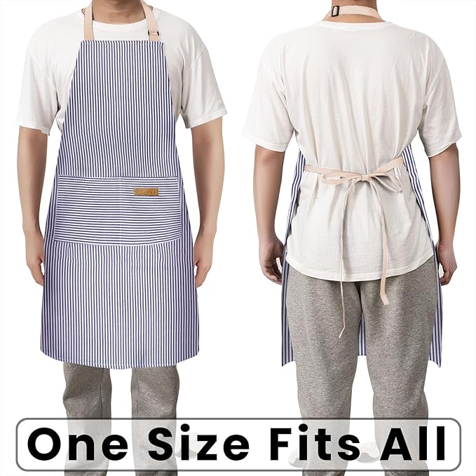 BeLuyi 2 Pack Adjustable Bib Apron with 2 Pockets Chef Cooking Kitchen Restaurant Aprons for Women Men