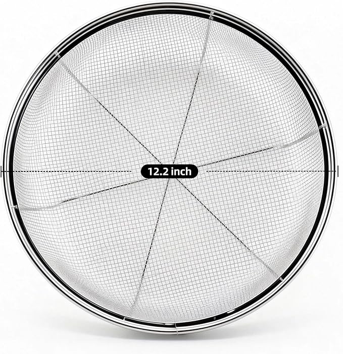 Fine Mesh Strainer for Kitchen, Stainless Steel Colander Bowl for Pasta, Rice, Fruit, Metal Net Baskets with Resting Base - Strain, Drain, Rinse (Diameter 12.2 inch)